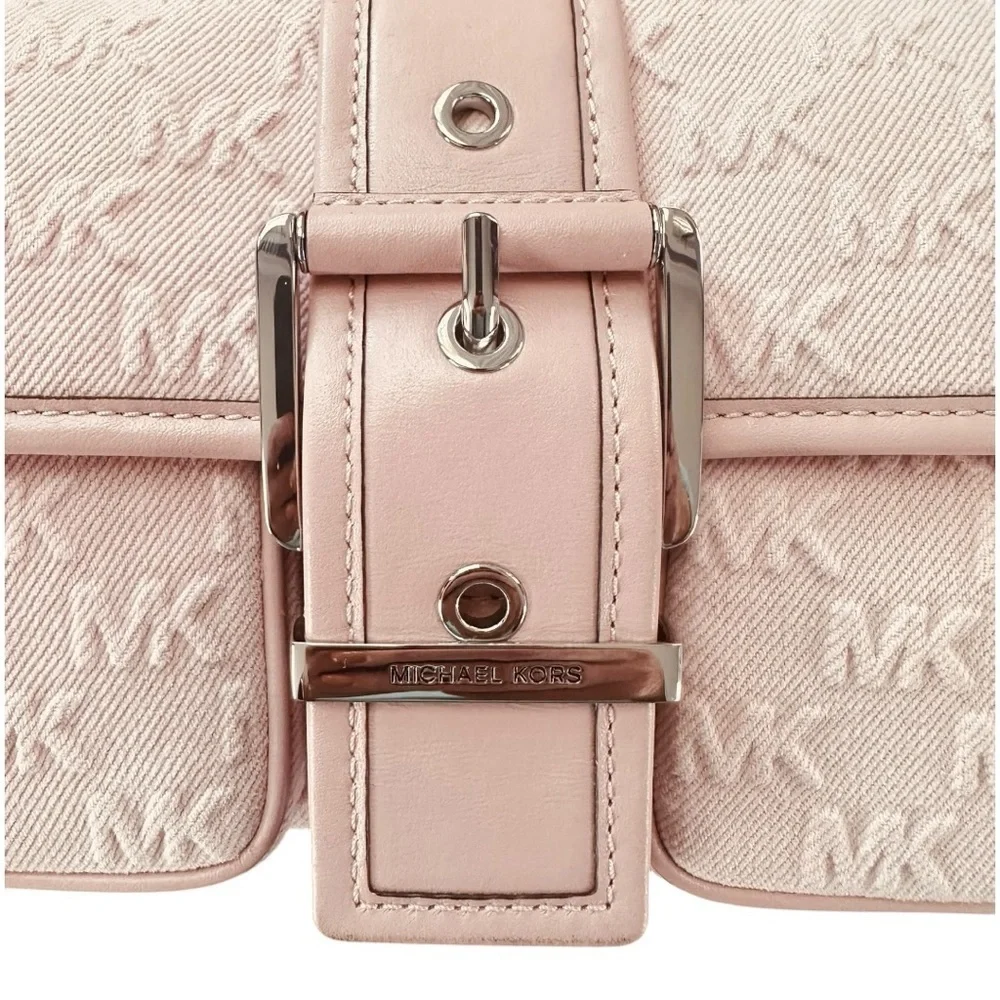 Michael Kors Colby Medium Shoulder Bag Rosewater Pink NWT Logo Canvas